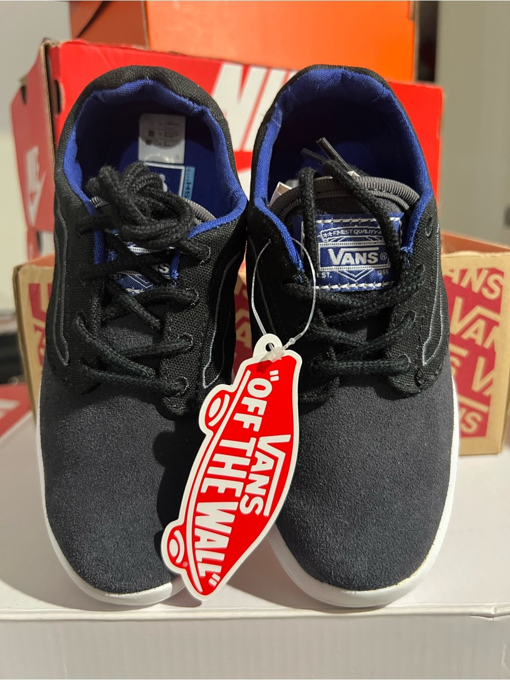 Vans Kids Black and Blue Low-Top Skate Sneakers